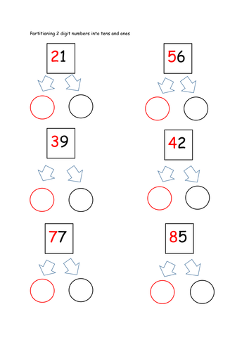 place value partitioning numbers into tens and one hundreds tens and