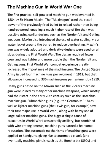 Machine Guns in WW1 Handout