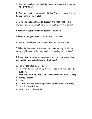 Murder Unit 3 AQA Law