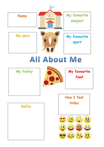 All About Me getting to know you activity