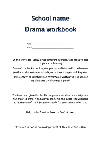 DRAMA NON PARTICIPANT WORKBOOK / NON PRACTICAL ACTIVITIES