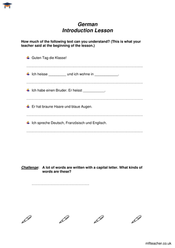 German - Introduction worksheet