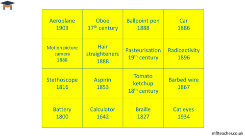 French - Find the 8 correct inventions