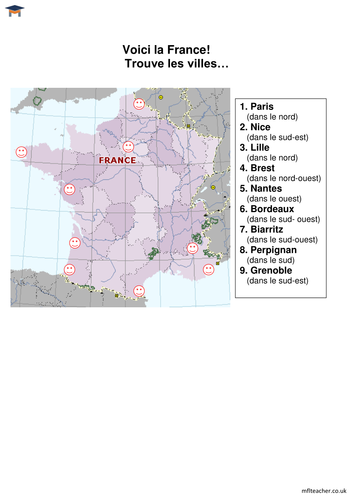 French - Label the towns in France