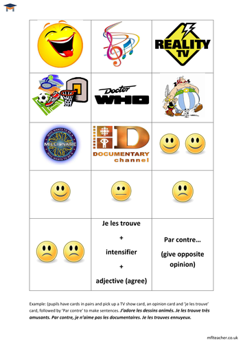 French - TV opinions card sort