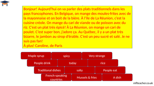 French - Francophone food reading challenge