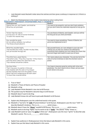 Macbeth Revision (Low/middle ability)