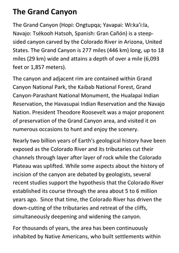 The Grand Canyon Handout