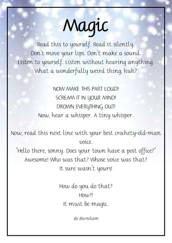 Magic poem reading corner display poster