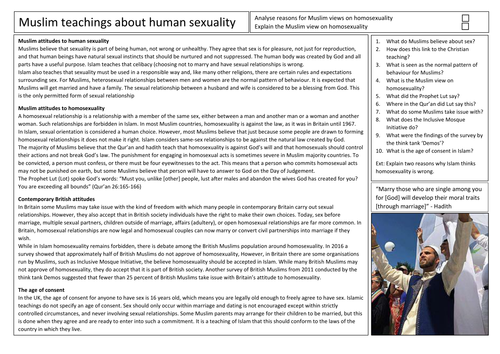 AQA GCSE Religious Studies Sexuality in Islam
