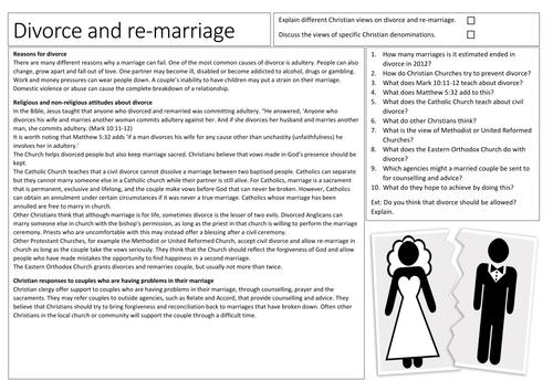 AQA GCSE Religious Studies Divorce and Re-marriage in Christianity