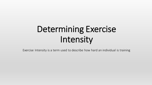 Determining Exercise Intensity - HR max and Training Zones