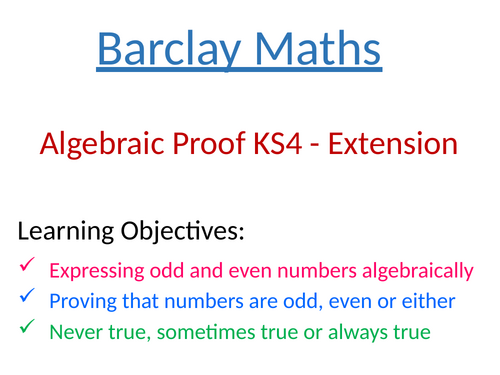 KS4 Algebraic Proof Extension