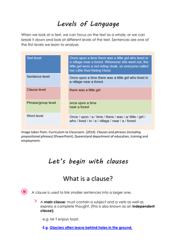 Worksheet - clauses, fragments and sentences (ideal for NAPLAN or literacy tutoring)