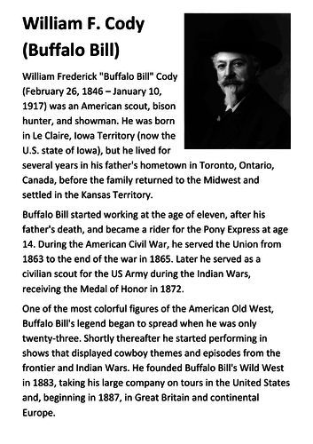 William F Cody (Buffalo Bill) Handout