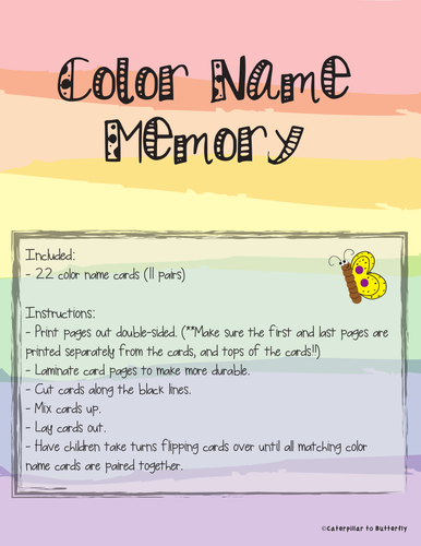 color-name-memory-teaching-resources