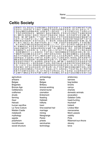 Celtic Society Word Search