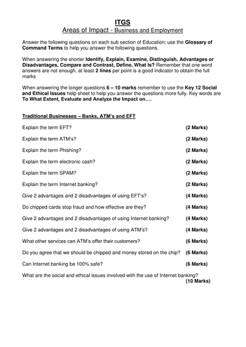 International Baccalaureate – ITGS – Strand 2 - SL/HL - Business and Employment