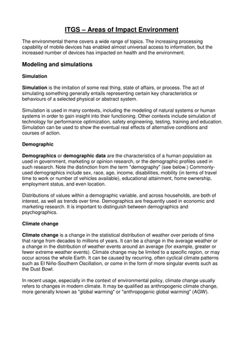 International Baccalaureate – ITGS – Strand 2 - SL/HL – Environment