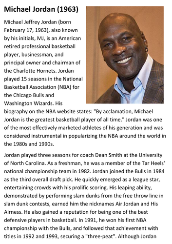 Michael jordan shop biographie en anglais