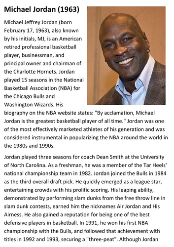 Michael Jordan Handout