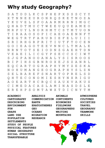 Why study Geography Word Search