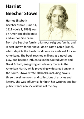 Harriet Beecher Stowe Handout