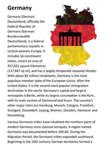 Germany Handout | Teaching Resources