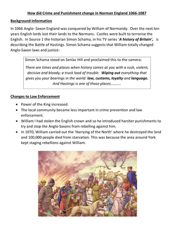 Crime and Punishment in Norman England - Lesson 3 Edexcel 9-1