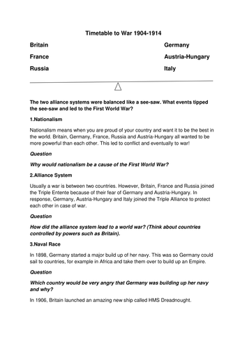 First World War - Lesson 2 - Causes of the First World War | Teaching ...