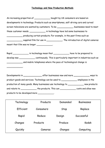 Technology in Production: Fill the Gaps