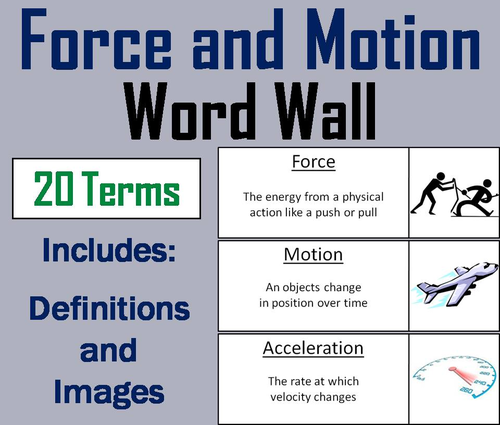 Force and Motion Word Wall Cards