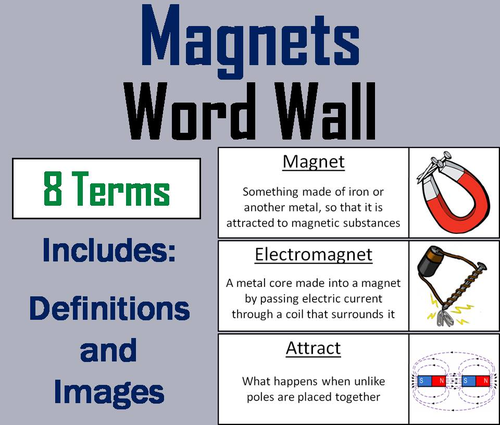 Magnets and Magnetism Word Wall Cards