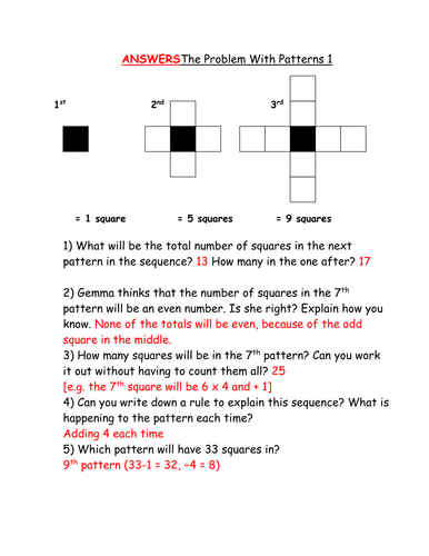 problem solving patterns worksheets