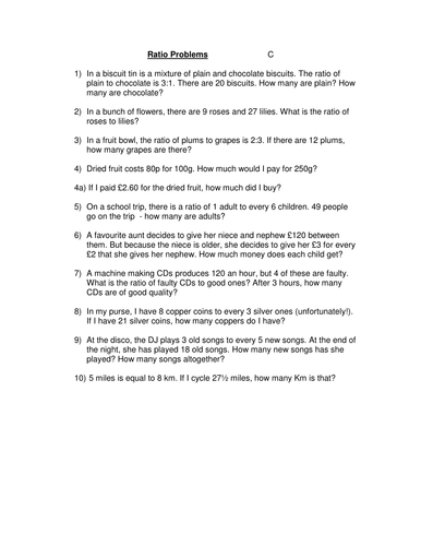 Ratio word problems Y 5/6 with answers
