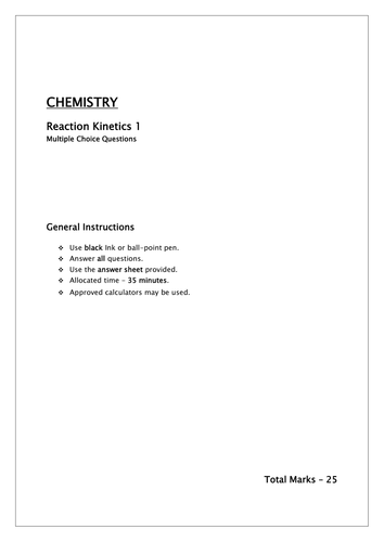 Reaction kinetics/Rates of reaction, activation energy andMaxwell–Boltzmann distribution