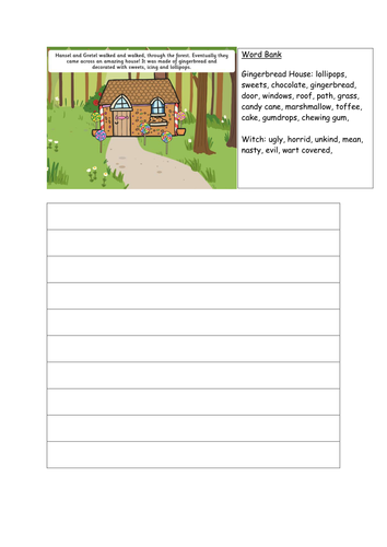 (Traditional Tales) Hansel and Gretel - Worksheet - Describing the 'Candy House'