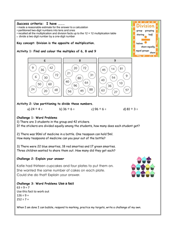 Y4 Division Worksheets