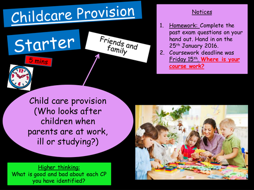 GCSE AQA Child Development: Child Care Provision- Grandparents and Child Minders