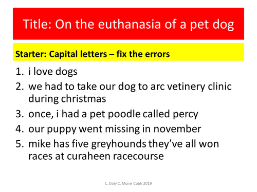 On the euthanasia of a pet dog by LouiseBDaly | Teaching Resources