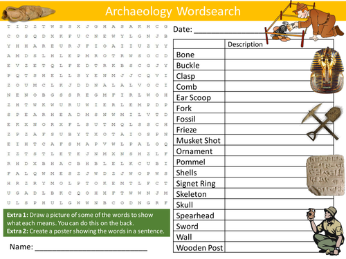 Archaeology Wordsearch Jobs Careers Geology Starter Settler Activity Homework Cover Lesson