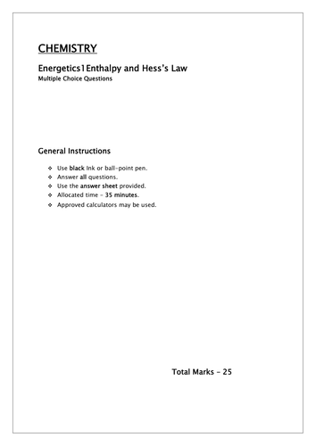 Enthalpy , Hess's Law MCQ