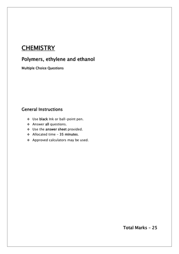 Organic Chemistry MCQ/polymers, ethelene and ethanol