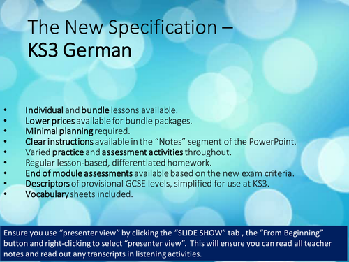 KS3 German - Revision of basics