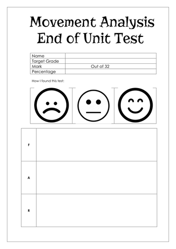 End of unit test - Movement analysis GCSE Edexcel 9-1