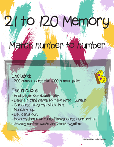 21 to 120 Number Memory