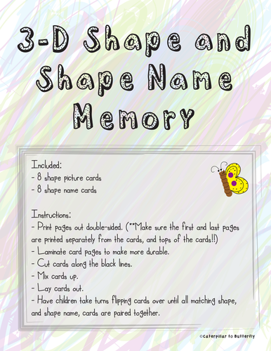 3D Shape and Shape Name Memory