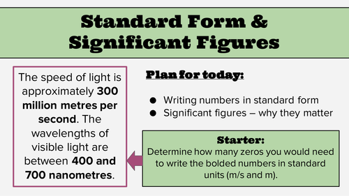 KS4 Lesson: Standard Form and Significant Figures