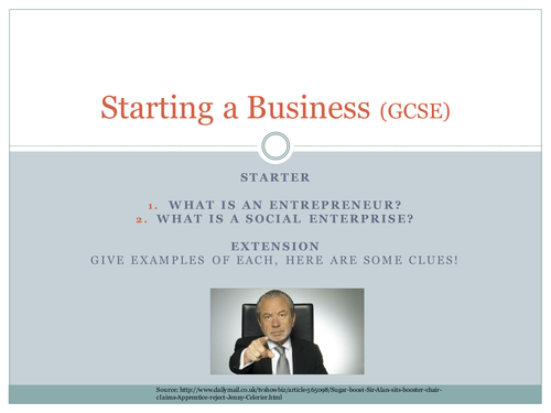 GCSE Business AQA Starting a business (Lesson 1)