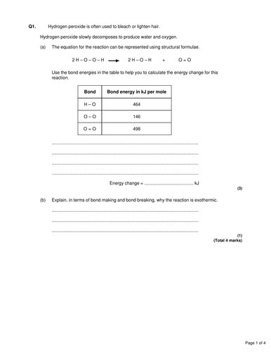 Calculating bond energy